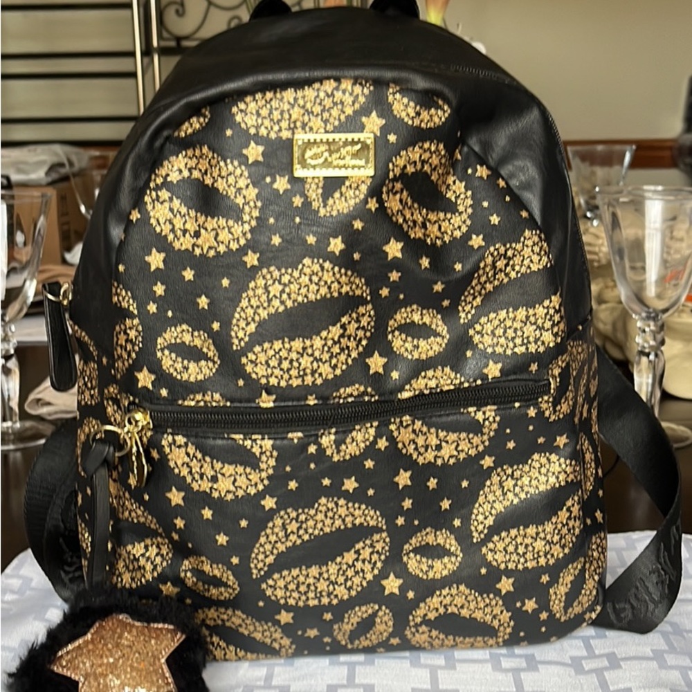 Luv Betsey Johnson Dana Rising Star Backpack, Black/Gold